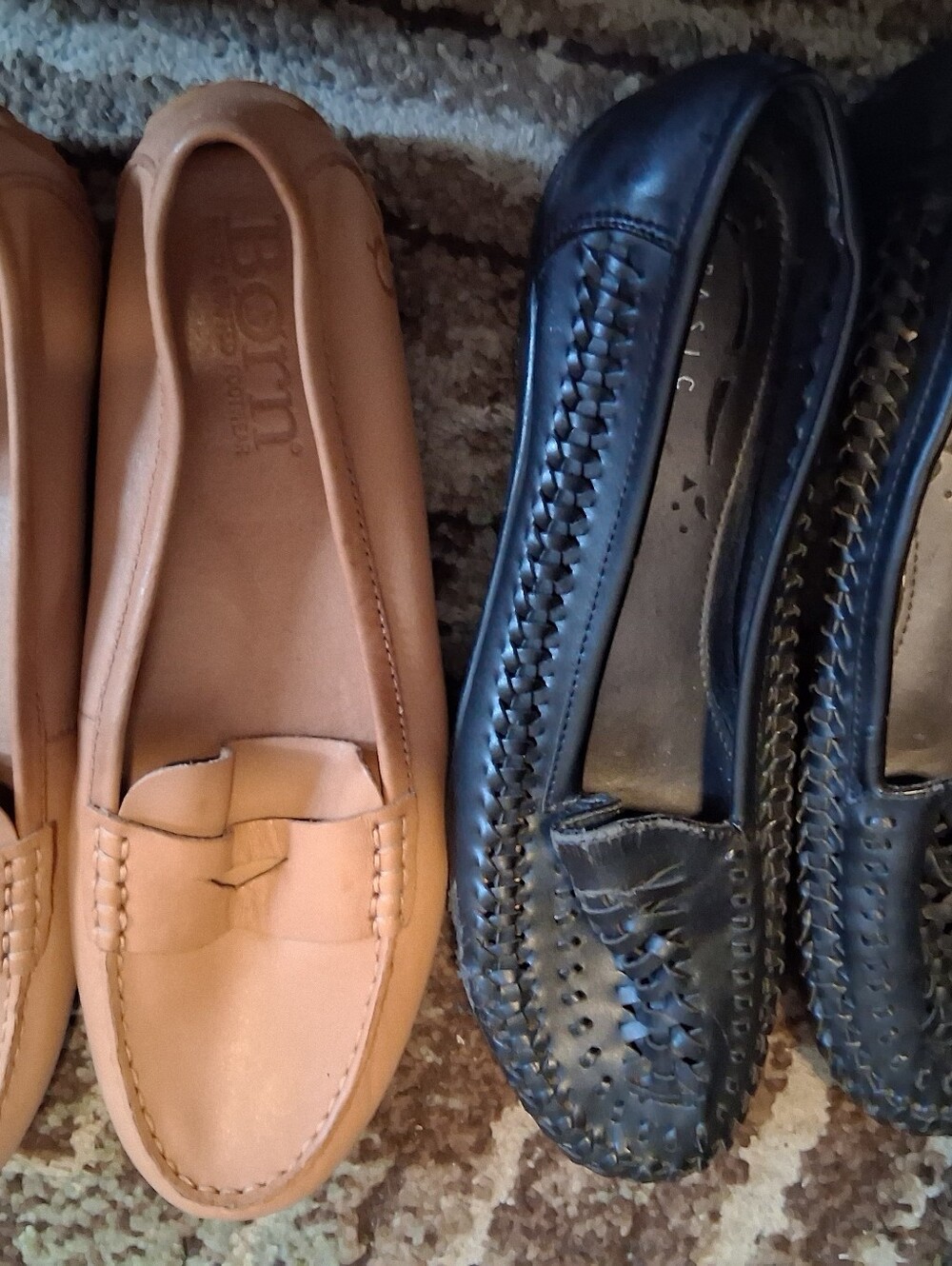 Born Two-Tone Leather Loafers in Tan and Basic Edition Loafer In Black